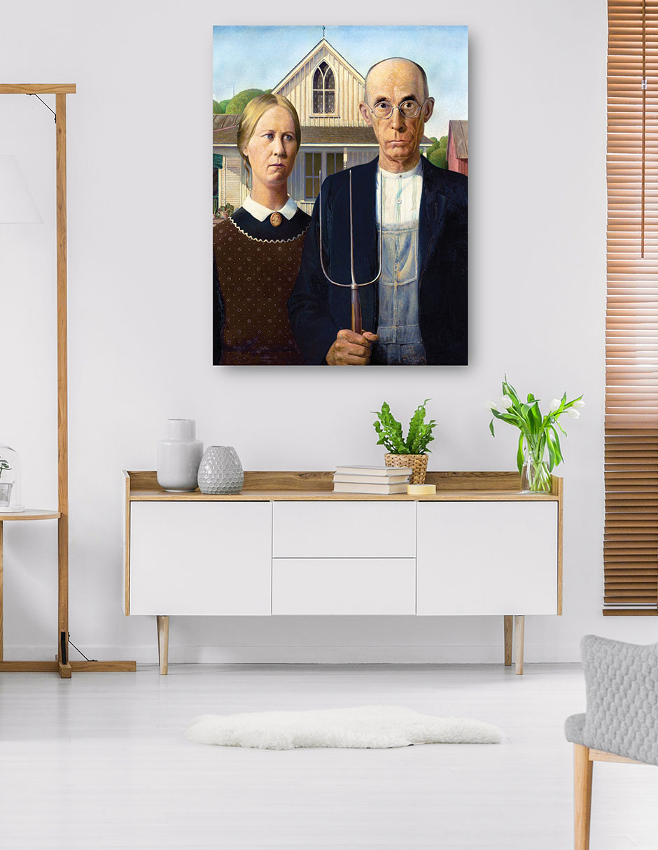 Foto 6 pulgar | Cuadro Decorativo - Gótico Americano (1930)- Grant Wood - Fotografía - 69x92 - Impresión En Lienzo - Fine Art Tj