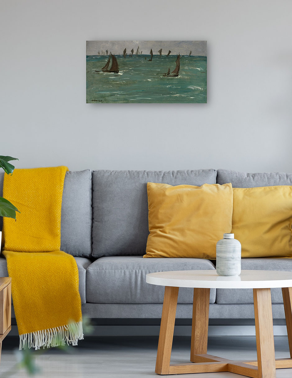 Foto 5 pulgar | Cuadro Decorativo - Barcos En Berck-sur-mer (1873)- Edouard Manet - Costa - 54x102 - Impresión En Lienzo - Fine Art Tj