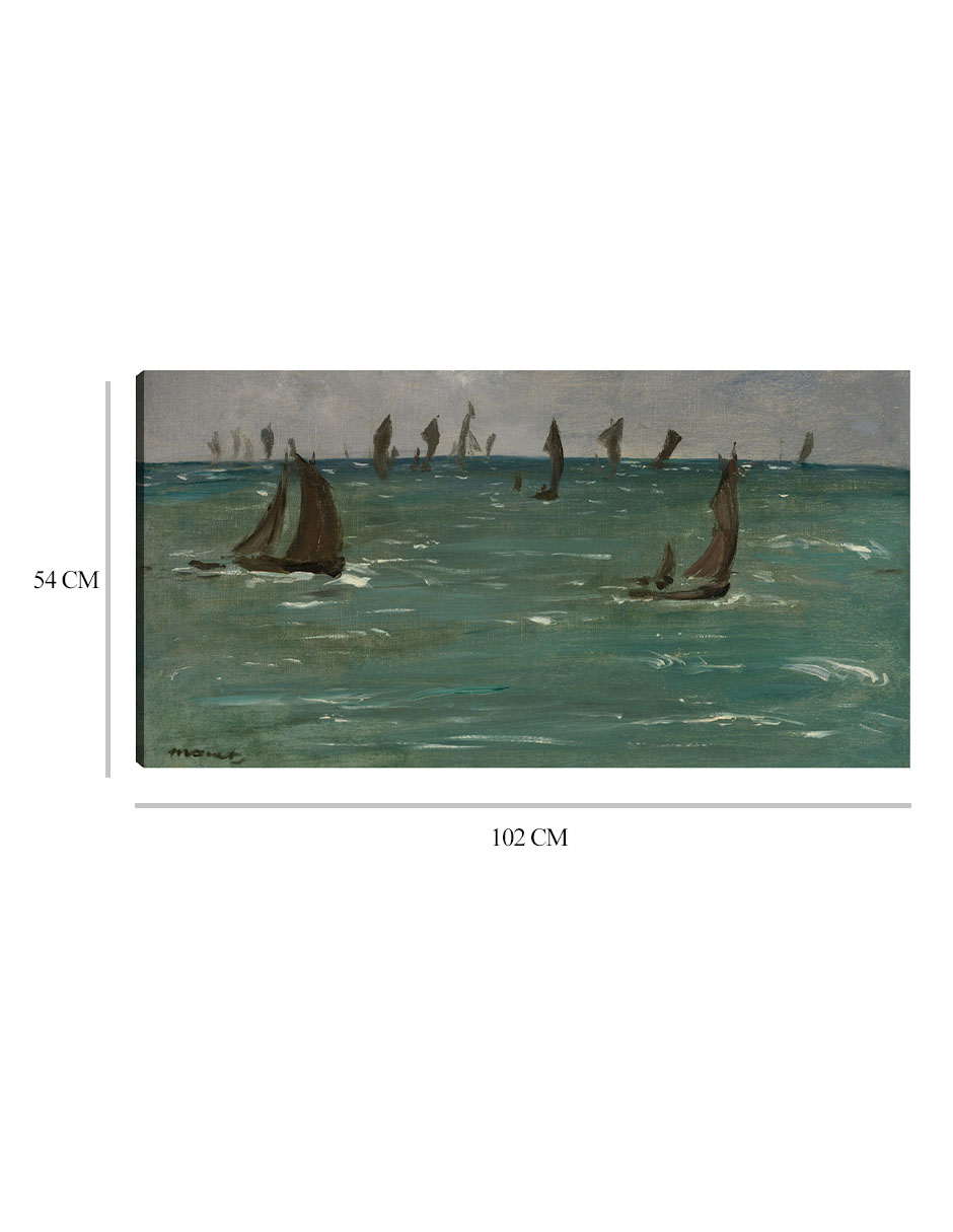 Foto 7 pulgar | Cuadro Decorativo - Barcos En Berck-sur-mer (1873)- Edouard Manet - Costa - 54x102 - Impresión En Lienzo - Fine Art Tj