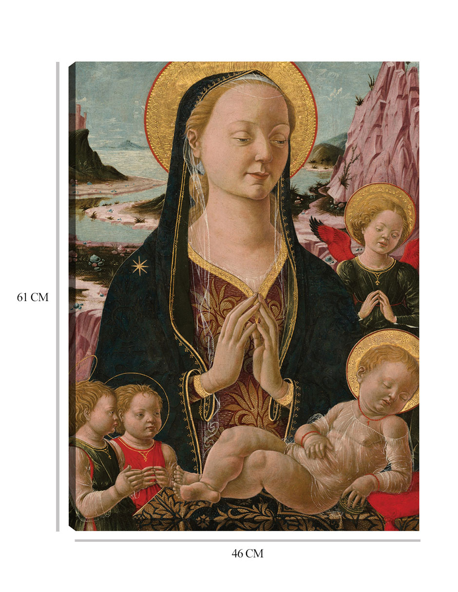 Foto 7 pulgar | Cuadro Decorativo - Virgen Y El Niño Con Ángeles- Ferrarese 15th Century - Religión - 46x61 - Impresión En Li