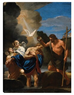 Foto 1 | Cuadro Decorativo - El Bautismo De Cristo (ca. 1650)- Andrea Sacchi - Religión - 69x92 - Impresión En Lienzo - Fine