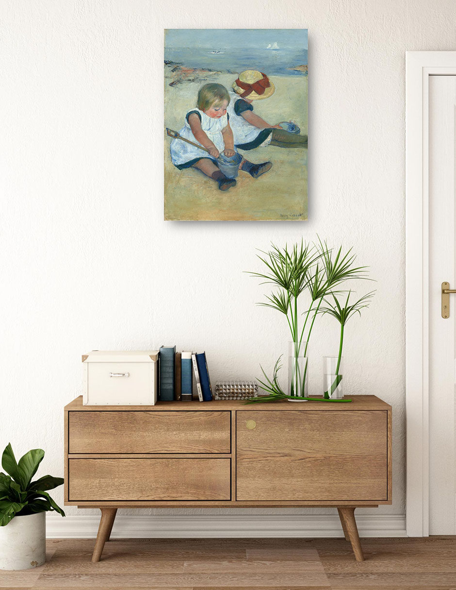 Foto 4 pulgar | Cuadro Decorativo - Niños Jugando En La Playa (1884)- Mary Cassatt - Fotografía - 28x36 - Impresión En Lienzo - Fi