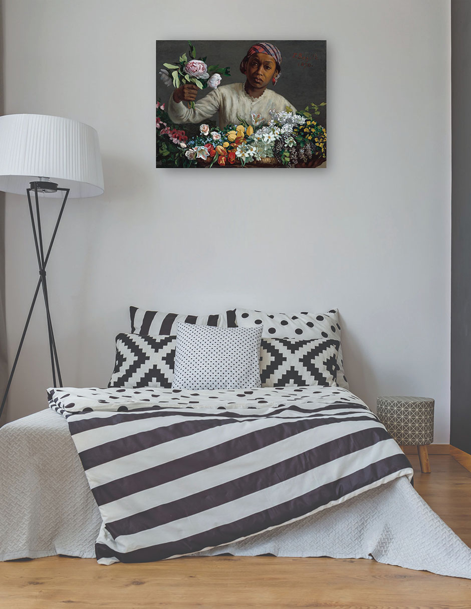 Foto 4 pulgar | Cuadro Decorativo - Mujer Joven Con Peonías- Frederic Bazille - Religión - 77x102 - Impresión En Lienzo - Fine Art Tj
