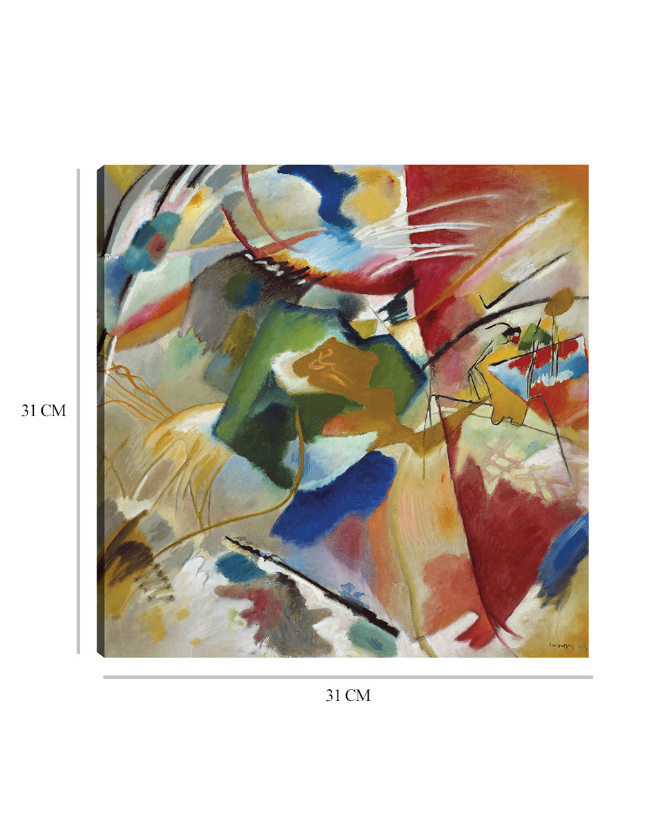 Foto 7 pulgar | Cuadro Decorativo - Pintura Con Centro Verde (1913)- Wassily Kandinsky - Abstracto - 31x31 - Impresión En Lienzo