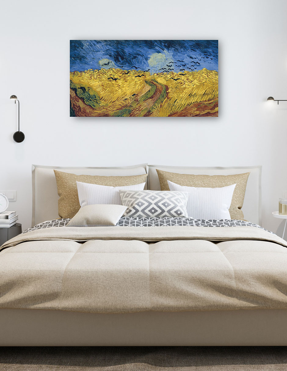 Foto 6 pulgar | Cuadro Decorativo - Campo De Trigo Con Cuervos (1890)- Vincent Van Gogh - Paisaje - 64x122 - Impresión En Lienzo