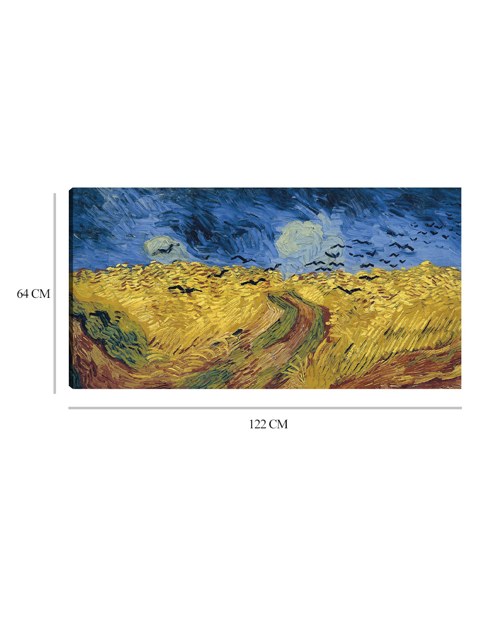 Foto 7 pulgar | Cuadro Decorativo - Campo De Trigo Con Cuervos (1890)- Vincent Van Gogh - Paisaje - 64x122 - Impresión En Lienzo