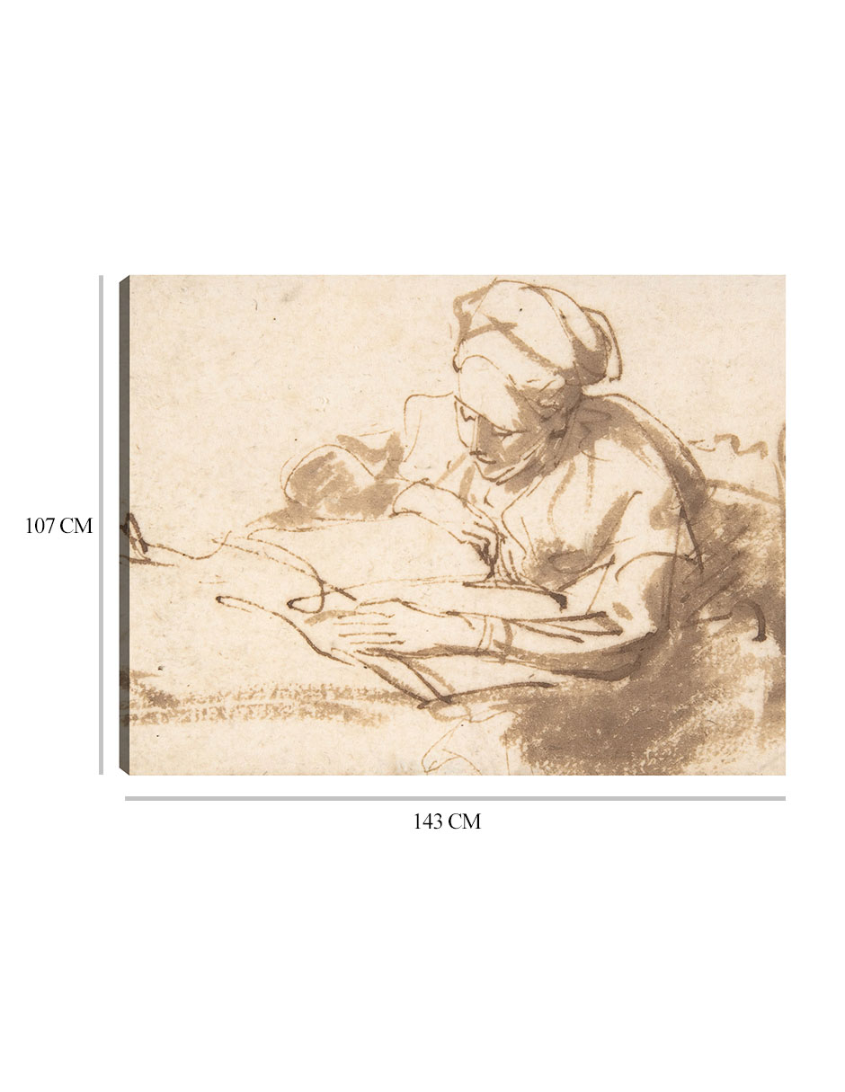 Foto 7 pulgar | Cuadro Decorativo - Mujer Leyendo (1606–69)- Rembrandt Van Rijn - Fotografía - 107x143 - Impresión En Lienzo - Fin