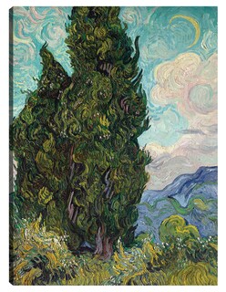 Foto 1 | Cuadro Decorativo - Cipreses (1889)- Vincent Van Gogh - Paisaje - 46x61 - Impresión En Lienzo - Fine Art Tj
