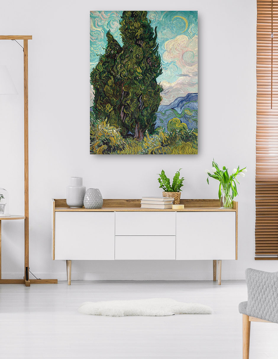 Foto 5 | Cuadro Decorativo - Cipreses (1889)- Vincent Van Gogh - Paisaje - 46x61 - Impresión En Lienzo - Fine Art Tj