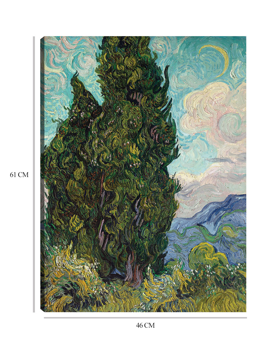 Foto 7 pulgar | Cuadro Decorativo - Cipreses (1889)- Vincent Van Gogh - Paisaje - 46x61 - Impresión En Lienzo - Fine Art Tj