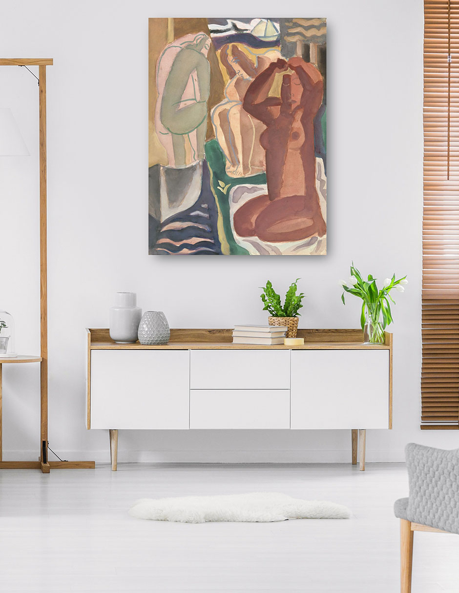 Foto 6 pulgar | Cuadro Decorativo - Dos Mujeres Bañándose (1929)- Leo Gestel - Fotografía - 69x92 - Impresión En Lienzo - Fine Art Tj