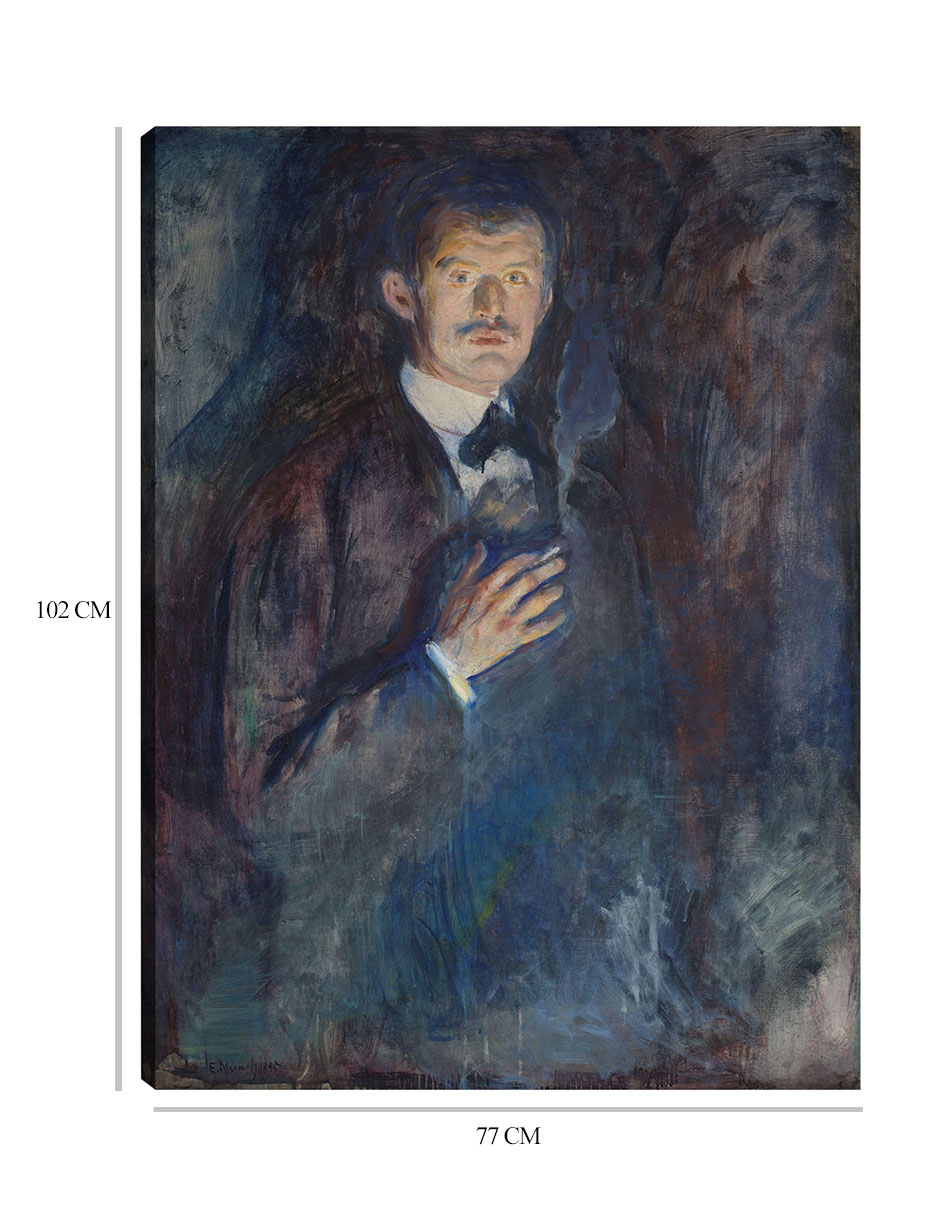 Foto 7 pulgar | Cuadro Decorativo - Autorretrato Con Cigarrillo (1895)- Edvard Munch - Fotografía - 77x102 - Impresión En Lienzo