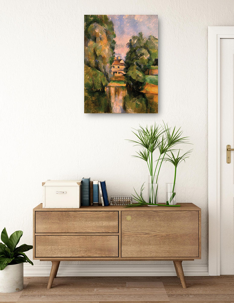 Foto 4 pulgar | Cuadro Decorativo - Casa De Campo Junto A Un Río- Paul Cézanne - Paisaje - 46x61 - Impresión En Lienzo - Fine Art Tj