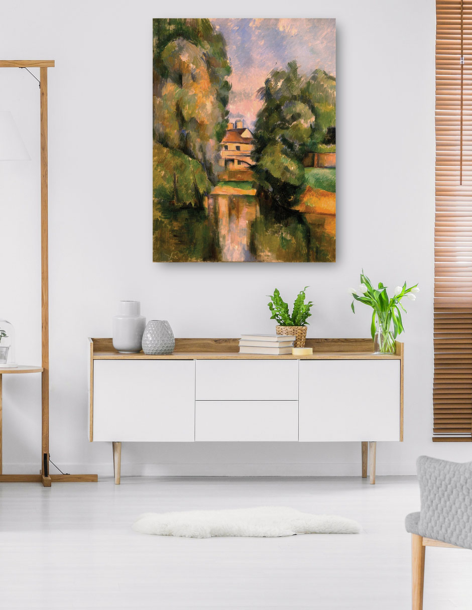 Foto 6 pulgar | Cuadro Decorativo - Casa De Campo Junto A Un Río- Paul Cézanne - Paisaje - 46x61 - Impresión En Lienzo - Fine Art Tj