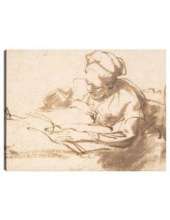 Foto 1 | Cuadro Decorativo - Mujer Leyendo (1606–69)- Rembrandt Van Rijn - Fotografía - 69x92 - Impresión En Lienzo - Fine Ar