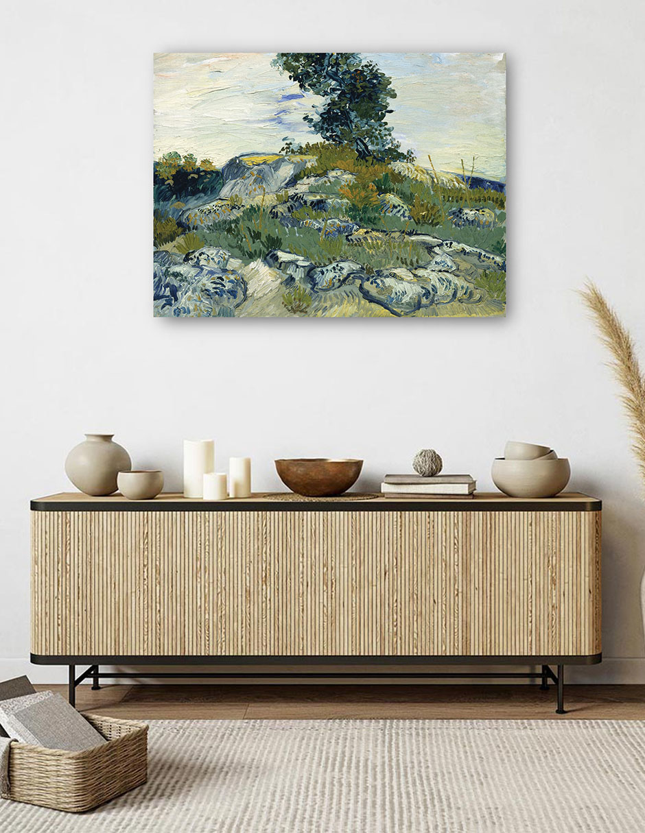 Foto 6 pulgar | Cuadro Decorativo - Las Rocas- Vincent Van Gogh - Paisaje - 46x61 - Impresión En Lienzo - Fine Art Tj