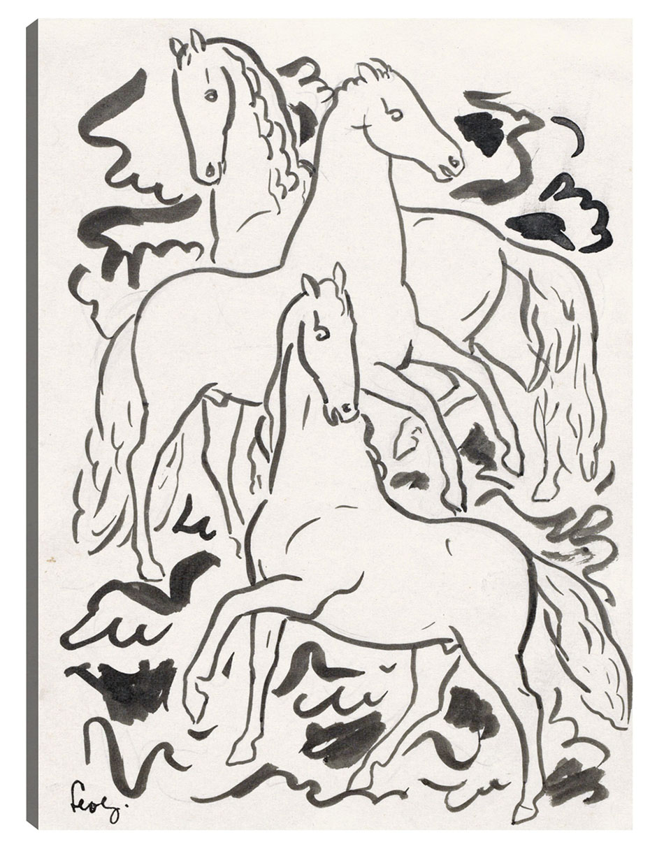Foto 2 pulgar | Cuadro Decorativo - Tres Caballos (1925)- Leo Gestel - Animales - 46x61 - Impresión En Lienzo - Fine Art Tj