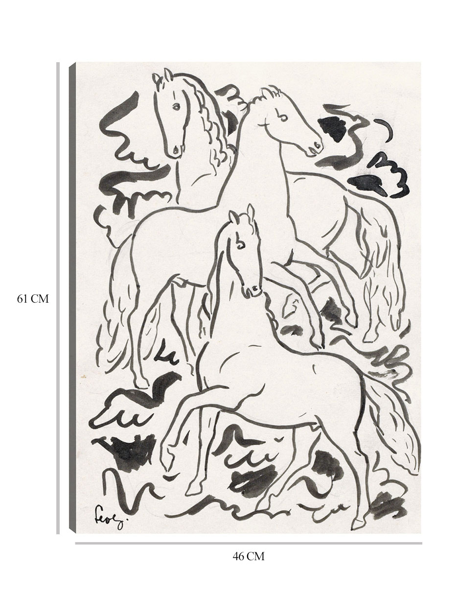 Foto 7 pulgar | Cuadro Decorativo - Tres Caballos (1925)- Leo Gestel - Animales - 46x61 - Impresión En Lienzo - Fine Art Tj