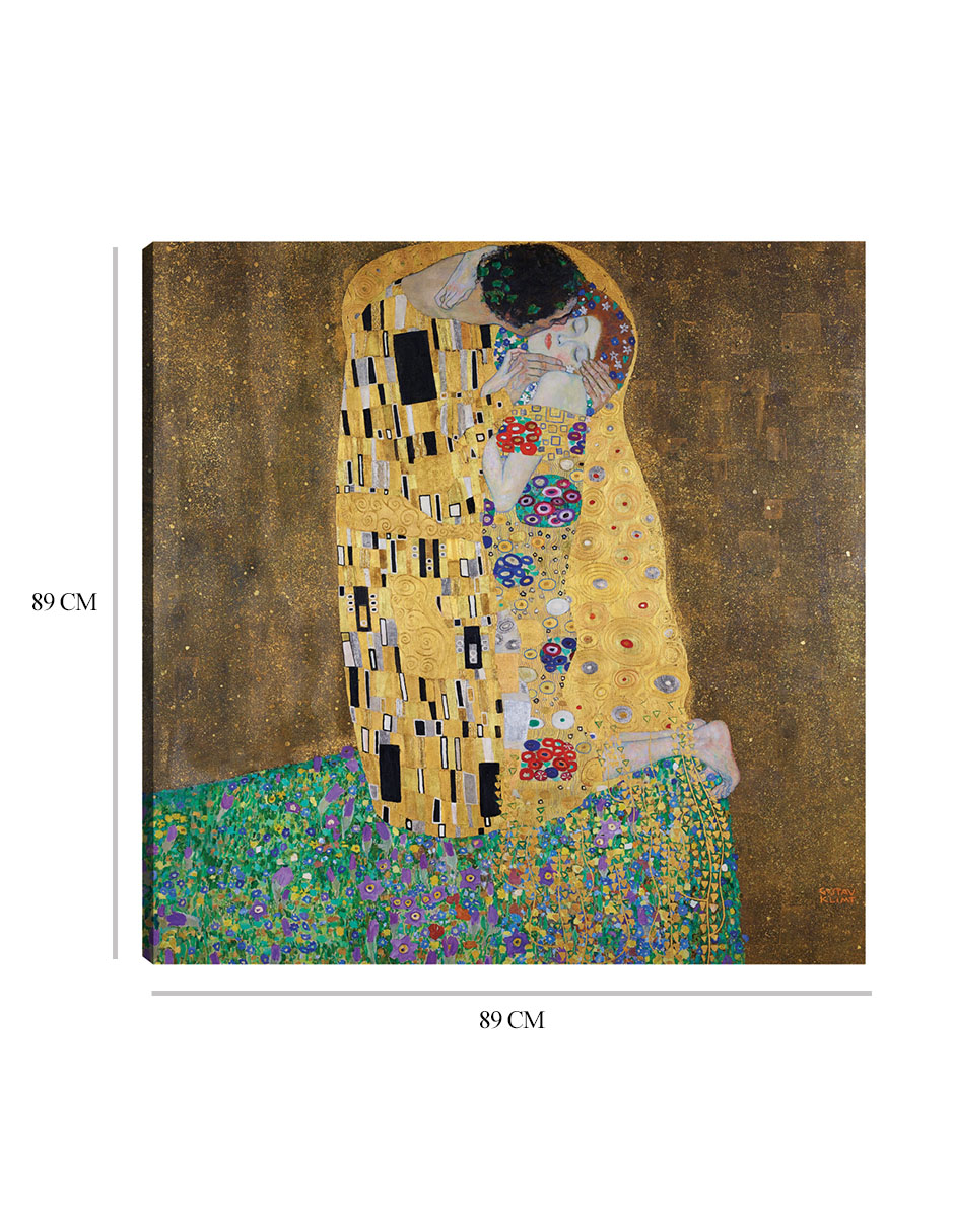 Foto 7 pulgar | Cuadro Decorativo - El Beso- Gustav Klimt - Abstracto - 89x89 - Impresión En Lienzo - Fine Art Tj