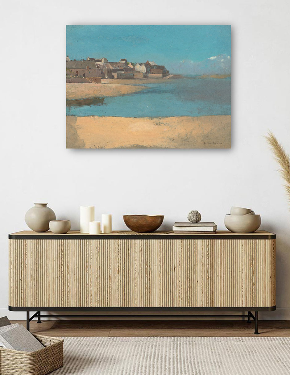Foto 6 pulgar | Cuadro Decorativo - Pueblo Junto Al Mar En Bretaña- Odilon Redon - Religión - 28x36 - Impresión En Lienzo - Fine Art T