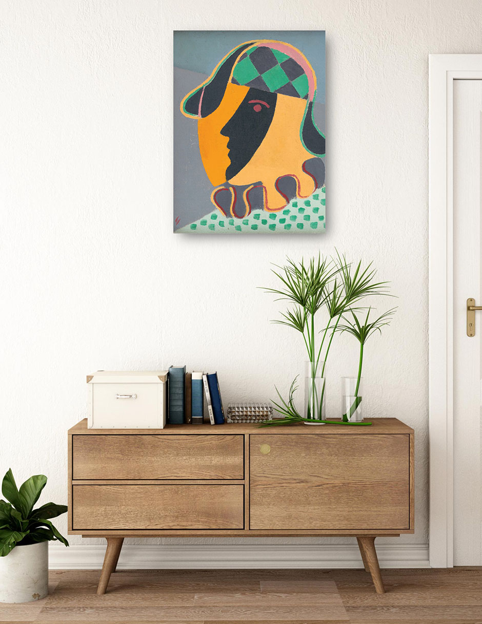 Foto 4 pulgar | Cuadro Decorativo - La Cabeza De Pierot (1932)- Mikuláš Galanda - Abstracto - 46x61 - Impresión En Lienzo - Fine Art T