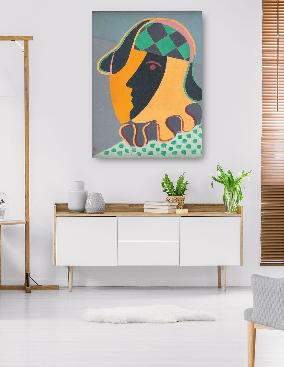 Foto 6 pulgar | Cuadro Decorativo - La Cabeza De Pierot (1932)- Mikuláš Galanda - Abstracto - 46x61 - Impresión En Lienzo - Fine Art T