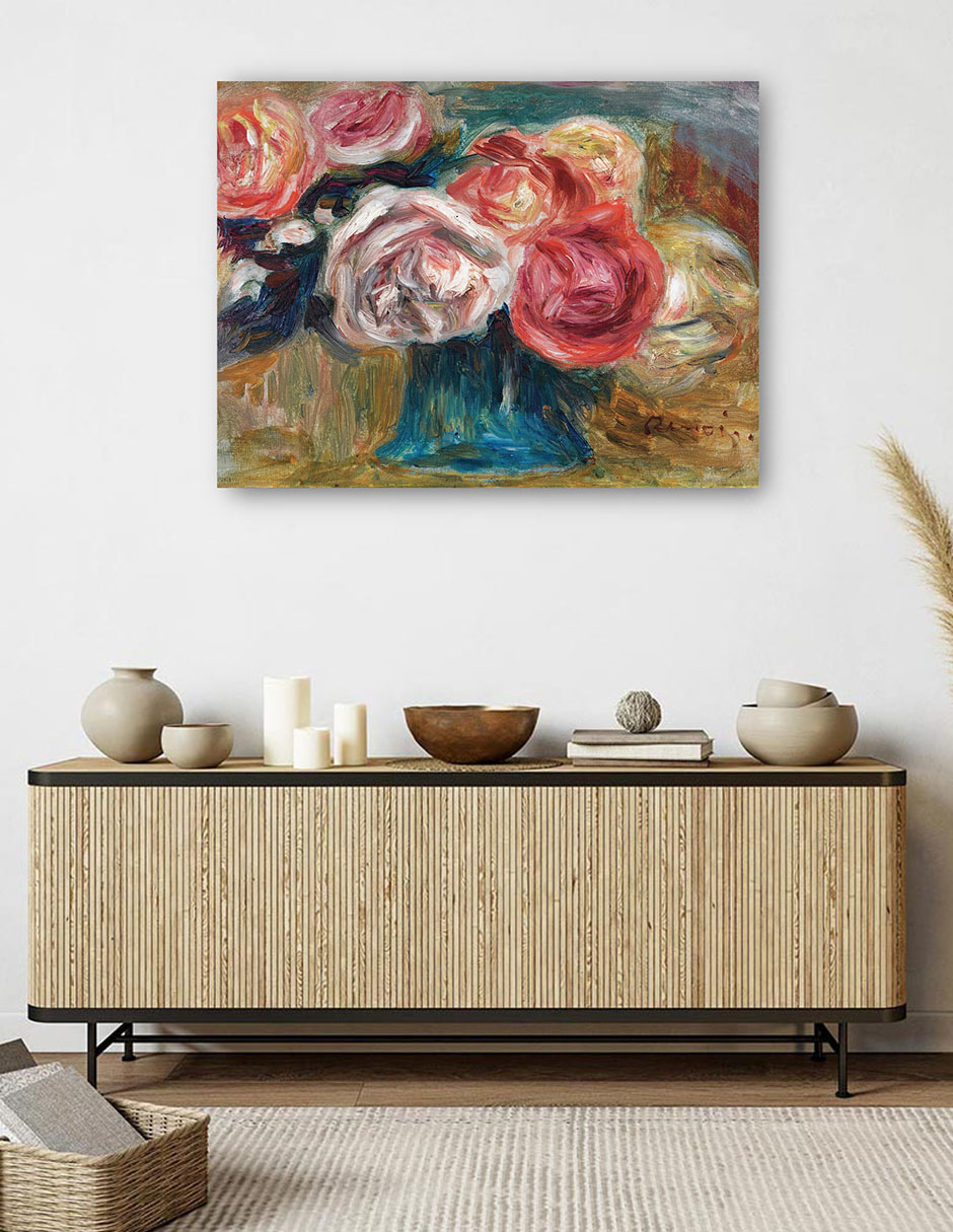 Foto 6 pulgar | Cuadro Decorativo - Ramo De Rosas En Un Jarrón- Pierre-auguste Renoir  - Religión - 69x92 - Impresión En Lienzo