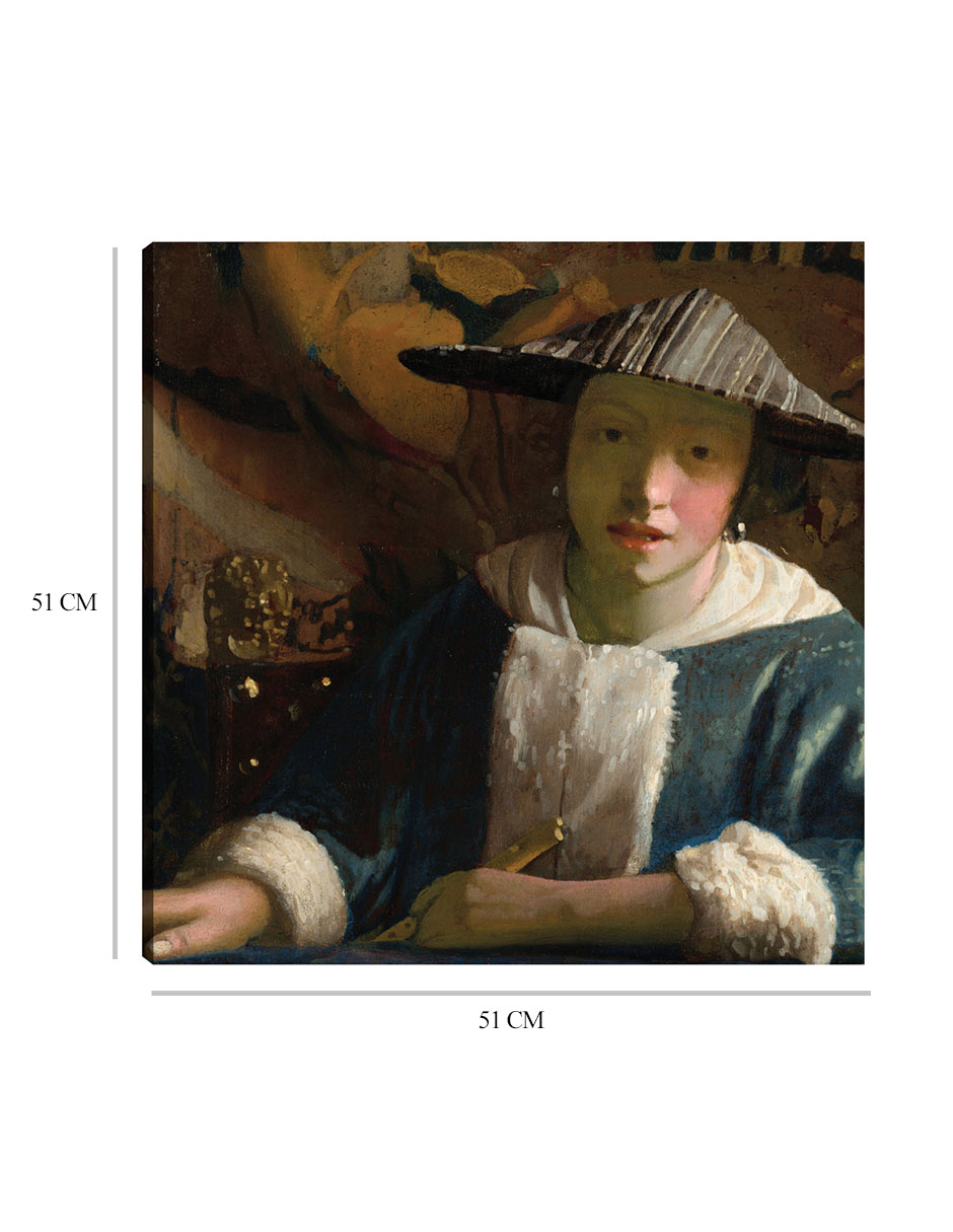 Foto 6 | Cuadro Decorativo - Chica Con Flauta- Johannes Vermeer - Fotografía - 51x51 - Impresión En Lienzo - Fine Art Tj