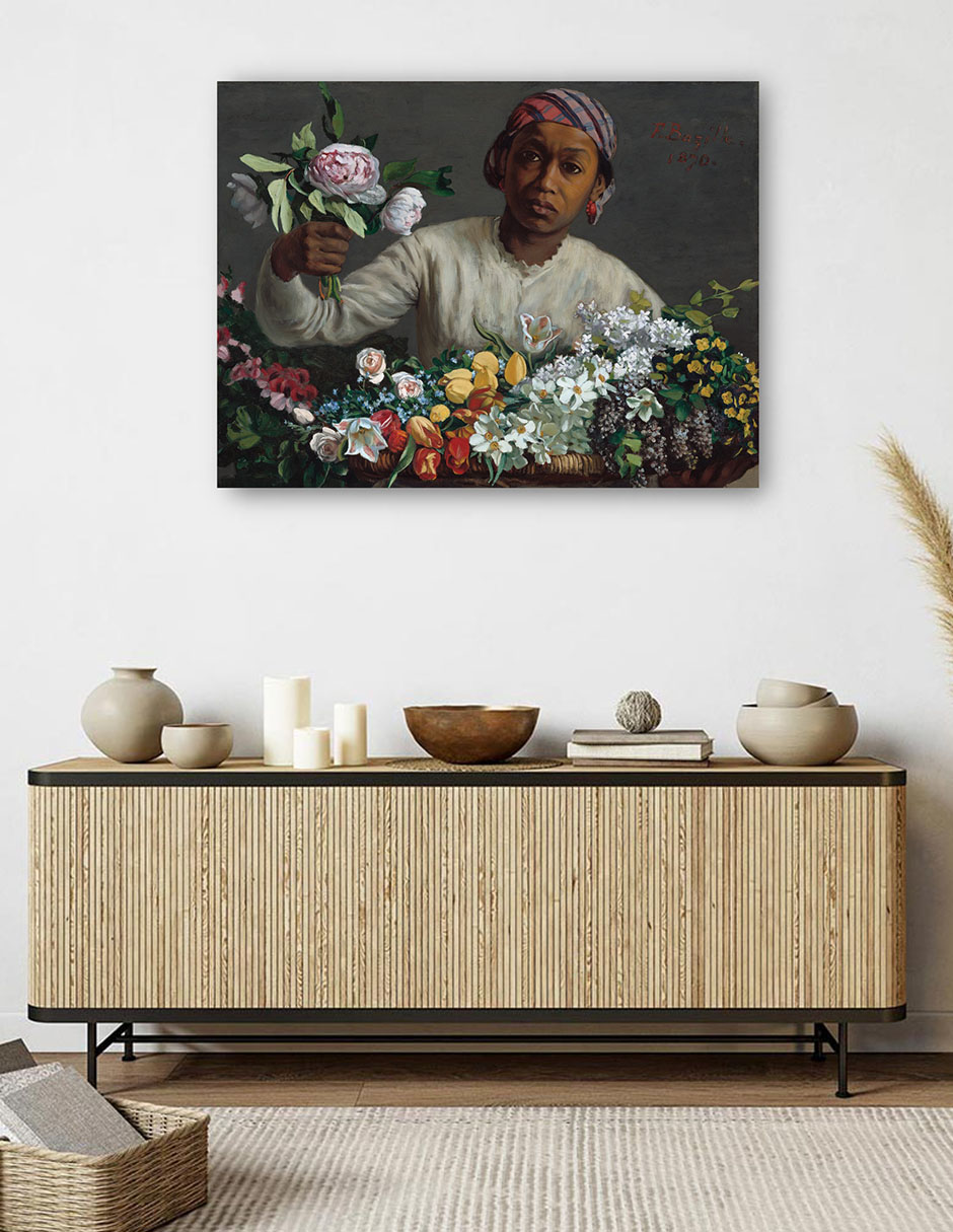 Foto 6 pulgar | Cuadro Decorativo - Mujer Joven Con Peonías- Frederic Bazille - Religión - 69x92 - Impresión En Lienzo - Fine Art Tj