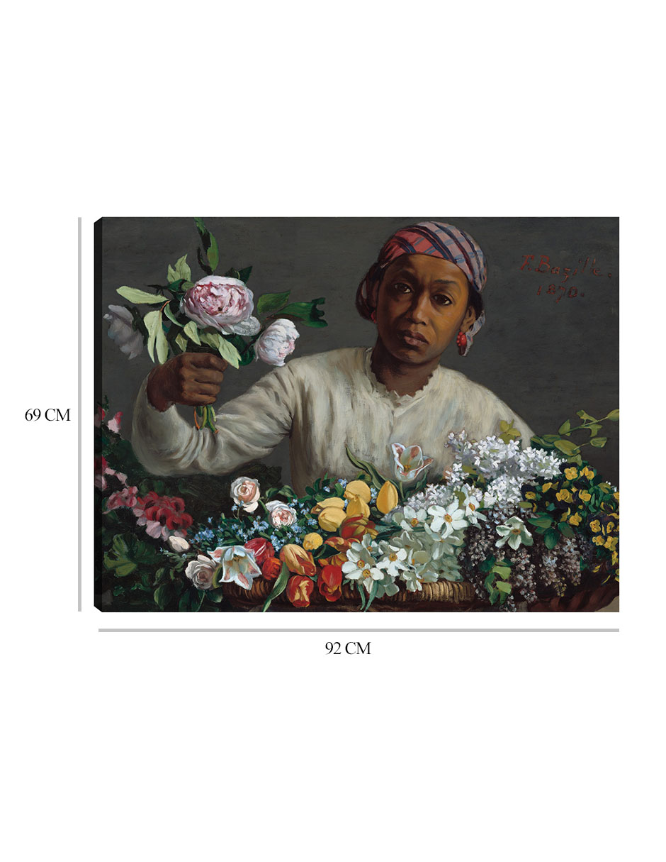 Foto 7 pulgar | Cuadro Decorativo - Mujer Joven Con Peonías- Frederic Bazille - Religión - 69x92 - Impresión En Lienzo - Fine Art Tj