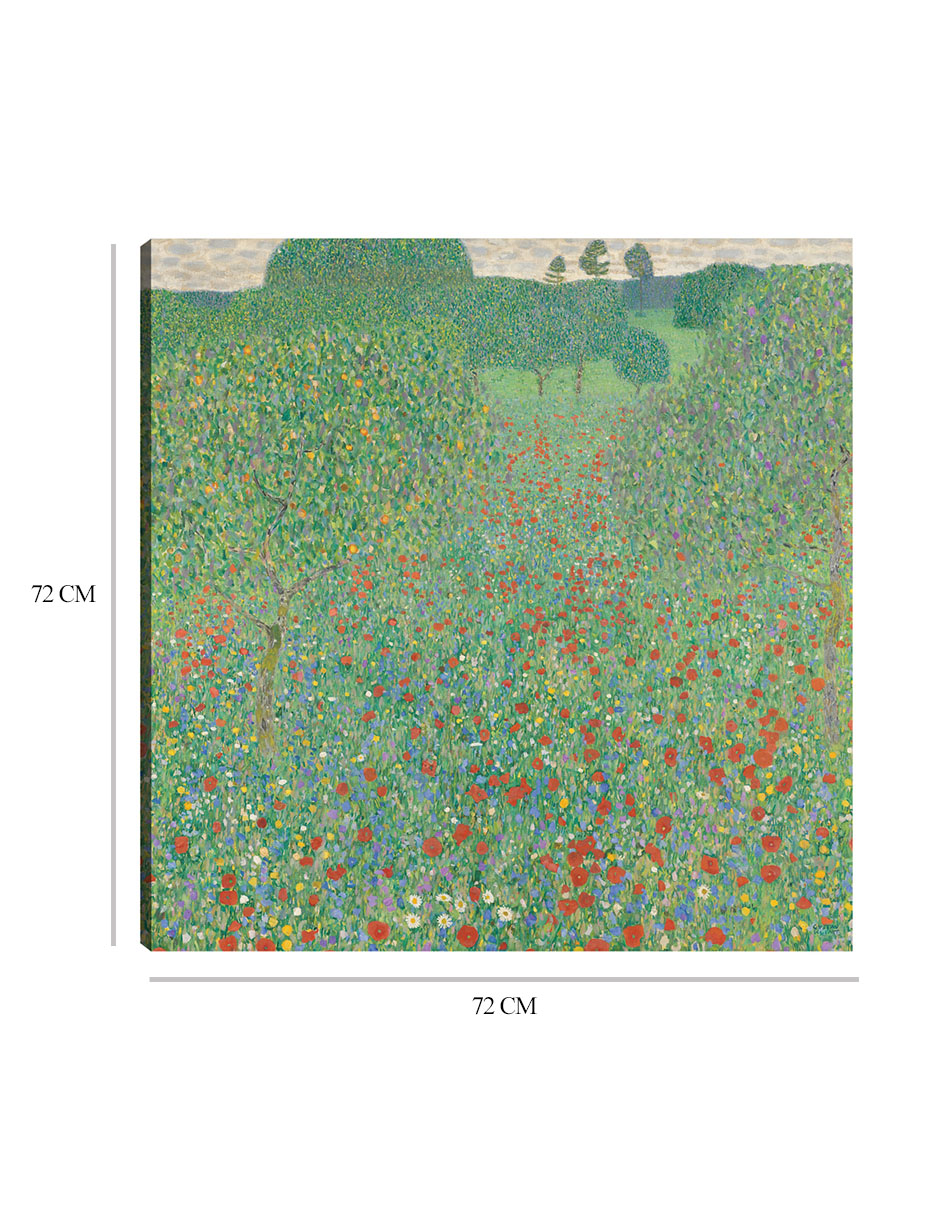 Foto 7 pulgar | Cuadro Decorativo - Prado De Amapolas En Flor (1907)- Gustav Klimt - Floral - 72x72 - Impresión En Lienzo - Fine Art Tj