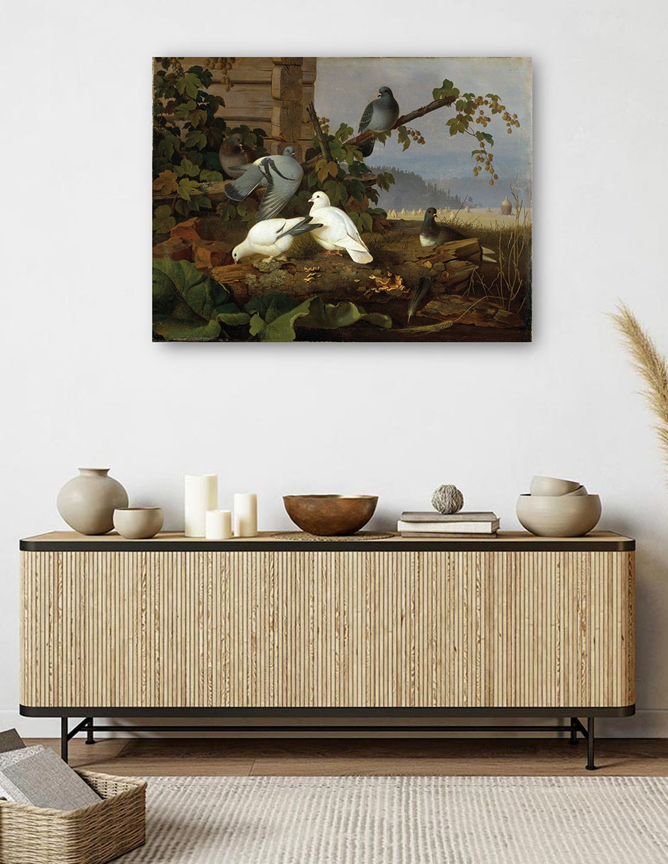 Foto 6 pulgar | Cuadro Decorativo - Palomas- Ferdinand Von Wright - Religión - 46x61 - Impresión En Lienzo - Fine Art Tj