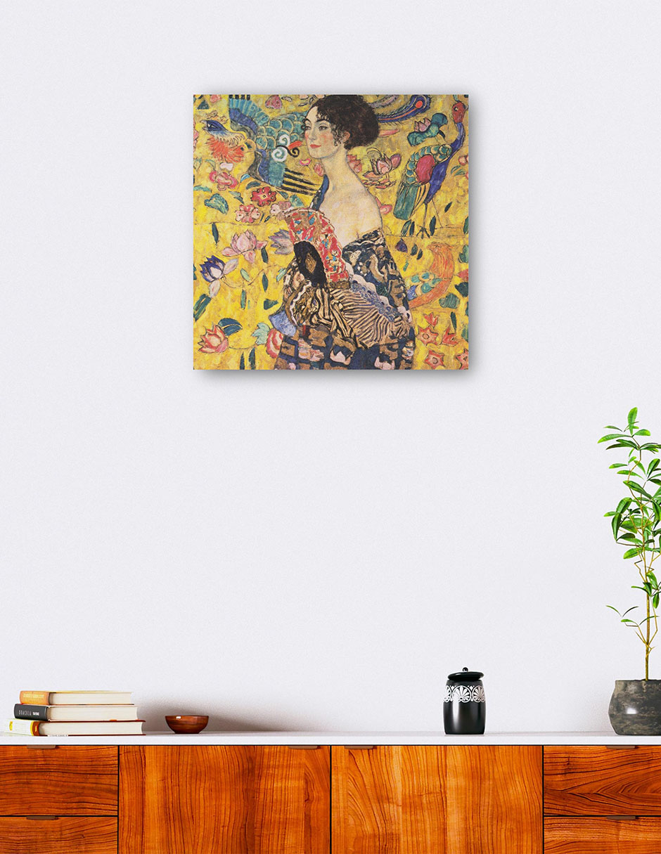 Foto 6 pulgar | Cuadro Decorativo - Mujer Con Abanico (1917-1918)- Gustav Klimt - Fotografía - 72x72 - Impresión En Lienzo - Fine Art
