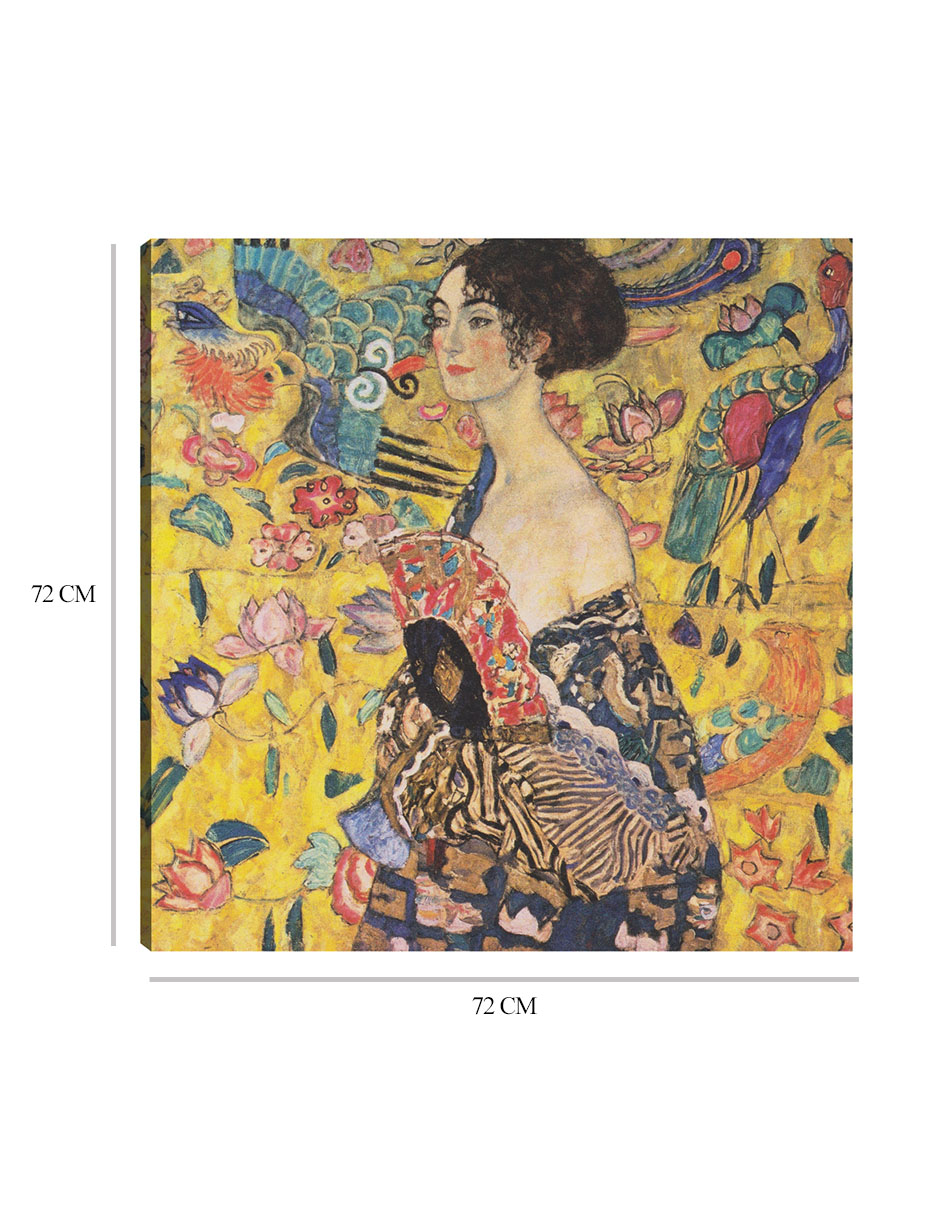 Foto 7 pulgar | Cuadro Decorativo - Mujer Con Abanico (1917-1918)- Gustav Klimt - Fotografía - 72x72 - Impresión En Lienzo - Fine Art