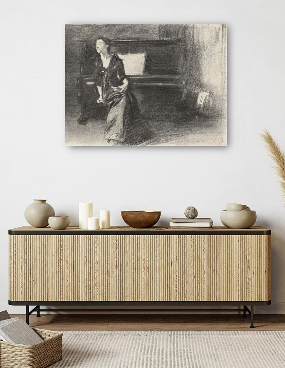 Foto 5 | Cuadro Decorativo - Dama Al Piano- John Singer Sargent - Fotografía - 46x61 - Impresión En Lienzo - Fine Art Tj