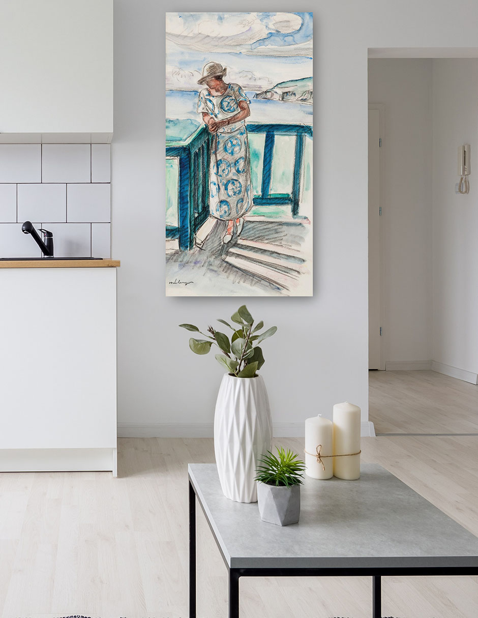 Foto 6 pulgar | Cuadro Decorativo - Mujer En El Balcón- Henri Lebasque - Fotografía - 46x89 - Impresión En Lienzo - Fine Art Tj