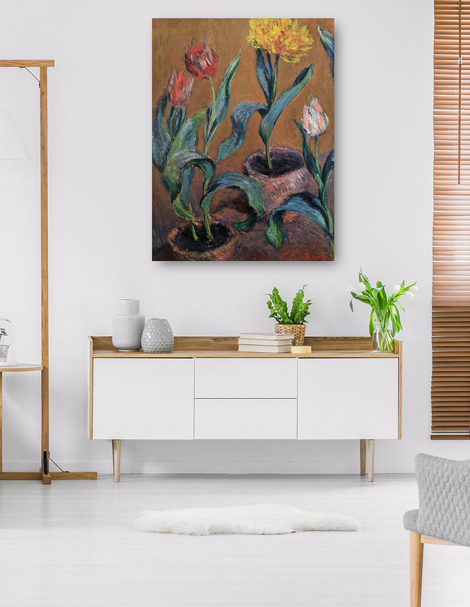 Foto 5 | Cuadro Decorativo - Tulipanes- Claude Monet - Floral - 28x36 - Impresión En Lienzo - Fine Art Tj