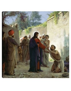 Foto 1 | Cuadro Decorativo - Cristo Sanando Al Ciego- Carl Bloch - Religión - 51x51 - Impresión En Lienzo - Fine Art Tj