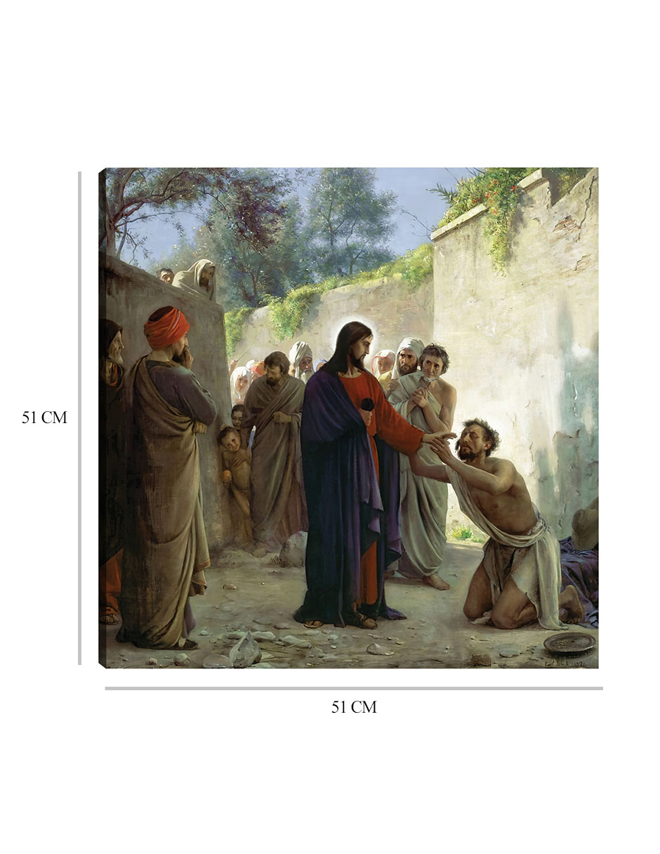 Foto 7 pulgar | Cuadro Decorativo - Cristo Sanando Al Ciego- Carl Bloch - Religión - 51x51 - Impresión En Lienzo - Fine Art Tj