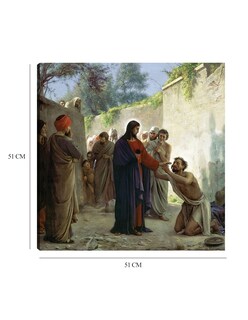 Foto 6 | Cuadro Decorativo - Cristo Sanando Al Ciego- Carl Bloch - Religión - 51x51 - Impresión En Lienzo - Fine Art Tj