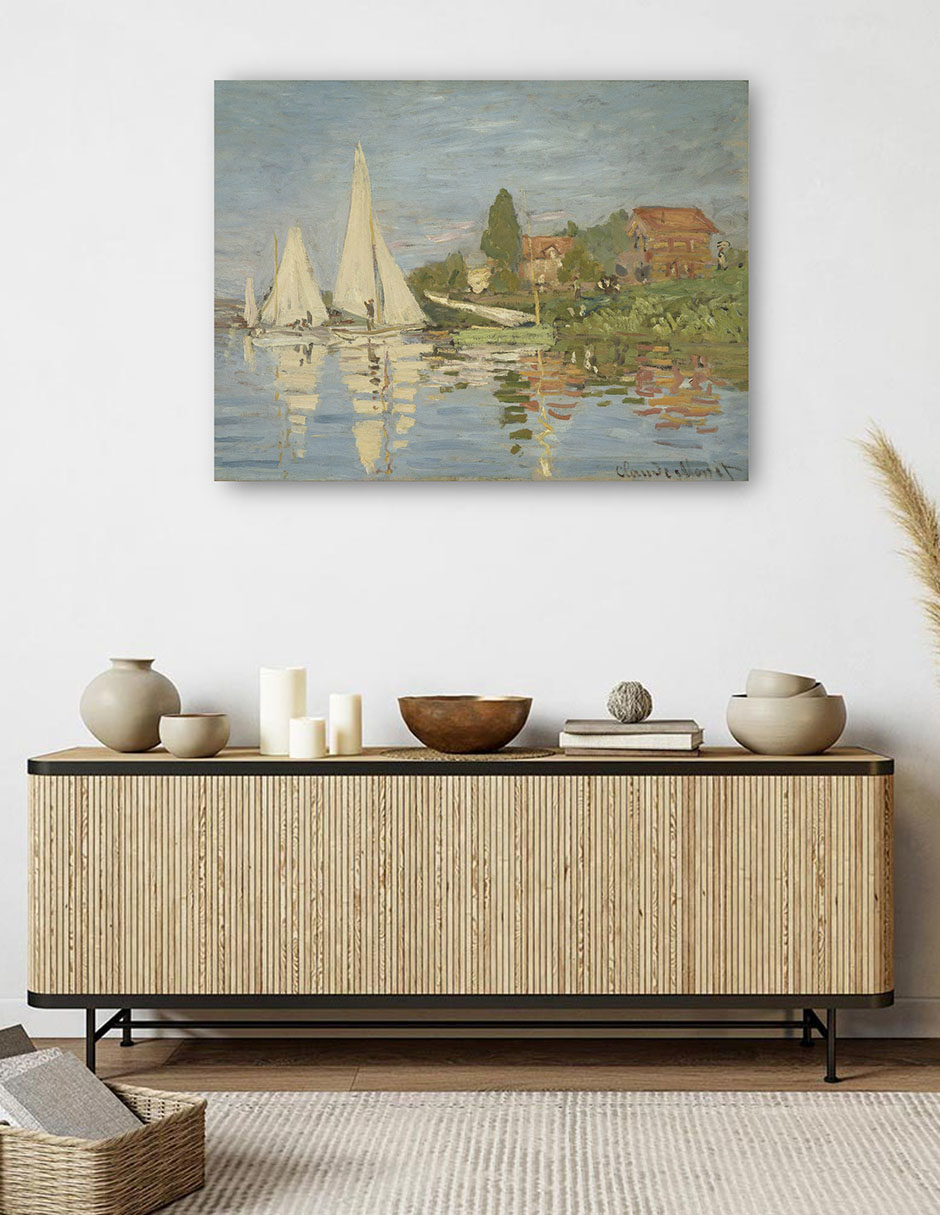 Foto 6 pulgar | Cuadro Decorativo - Regatas En Argenteuil (hacia 1872)- Claude Monet - Costa - 69x92 - Impresión En Lienzo - Fine Art T