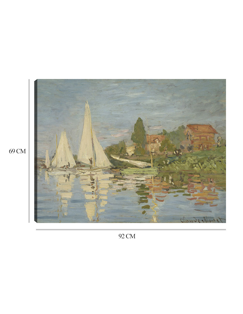 Foto 7 pulgar | Cuadro Decorativo - Regatas En Argenteuil (hacia 1872)- Claude Monet - Costa - 69x92 - Impresión En Lienzo - Fine Art T