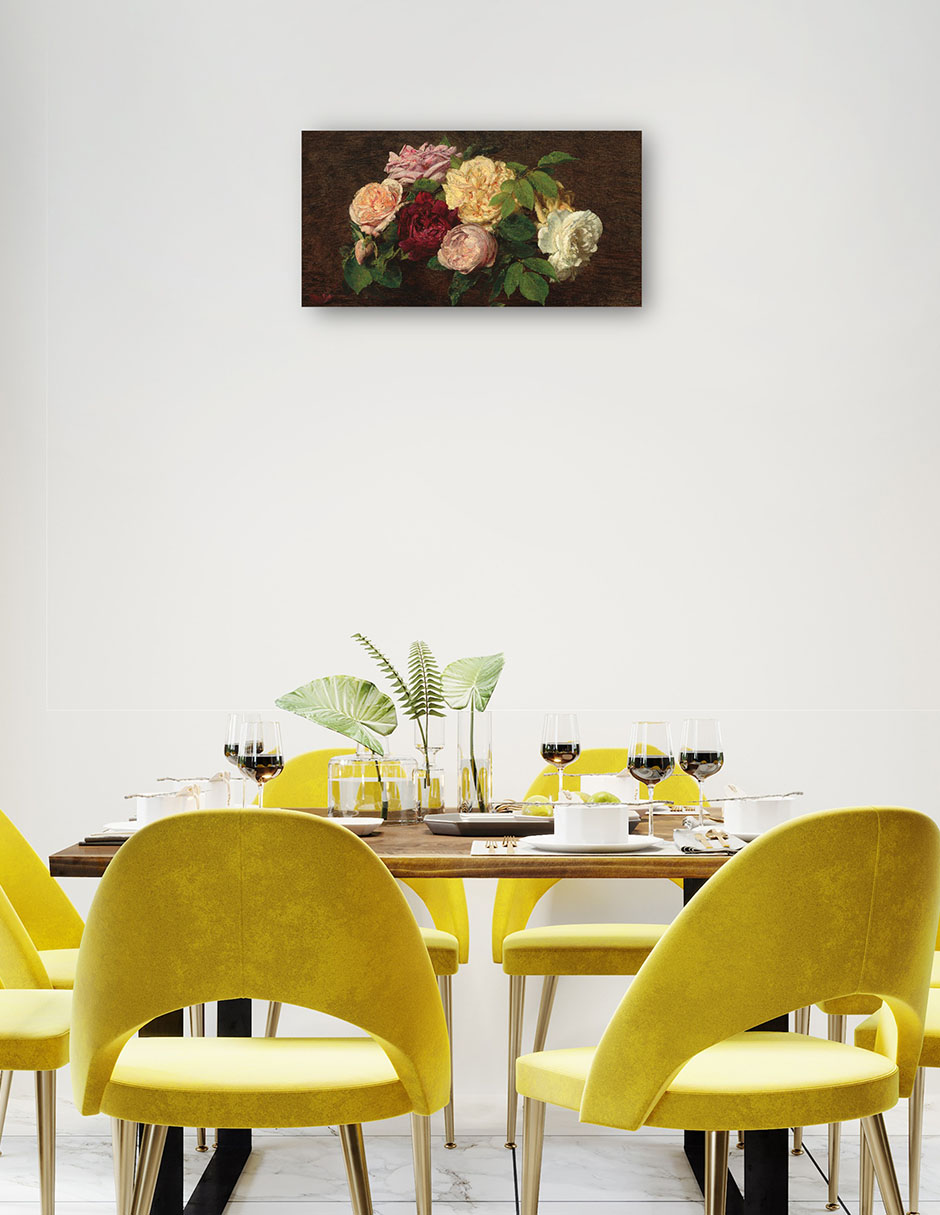 Foto 4 pulgar | Cuadro Decorativo - Rosas De Niza Sobre Una Mesa, 1882- Henri Fantin-latour - Floral - 46x89 - Impresión En Lie
