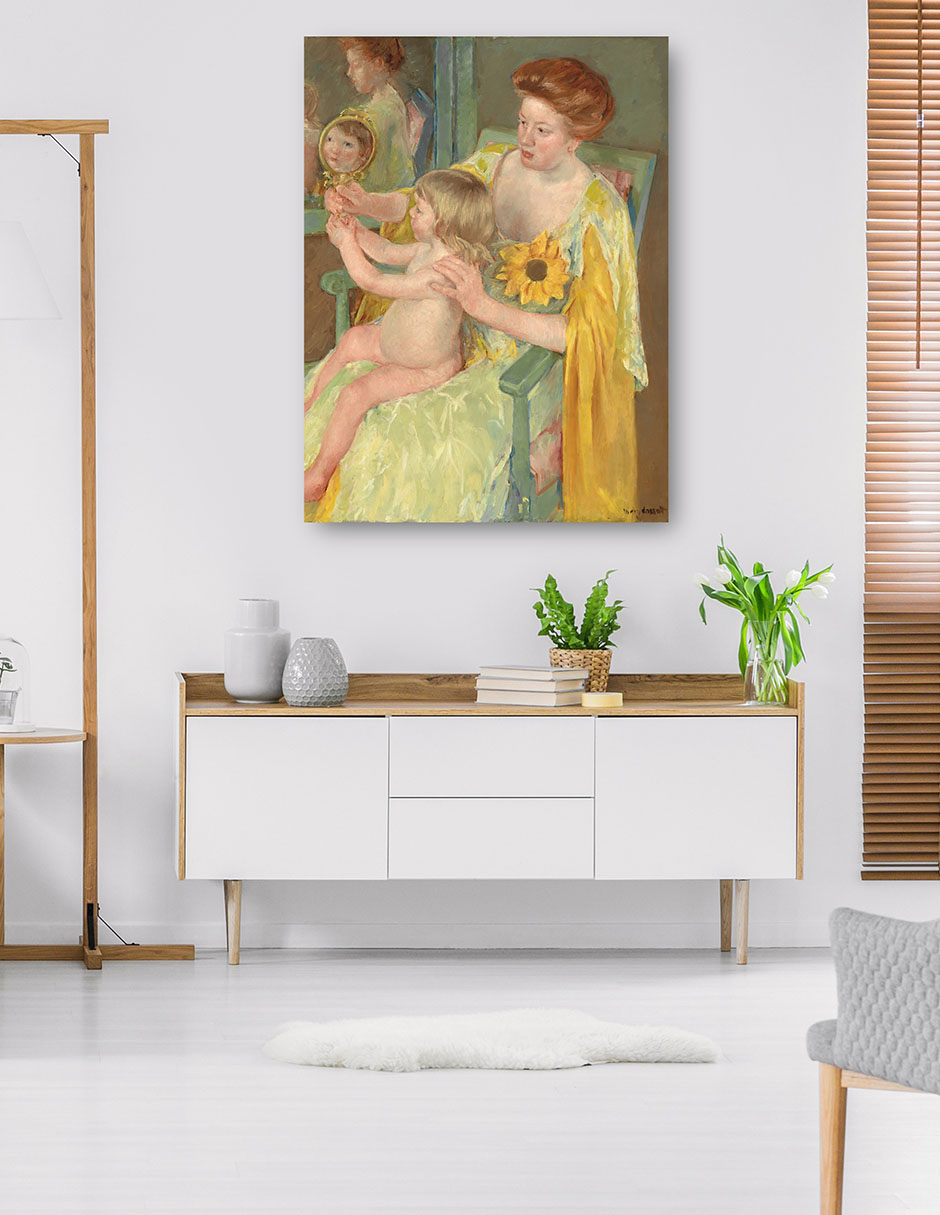 Foto 6 pulgar | Cuadro Decorativo - Mujer Con Un Girasol- Mary Cassatt - Fotografía - 46x61 - Impresión En Lienzo - Fine Art Tj