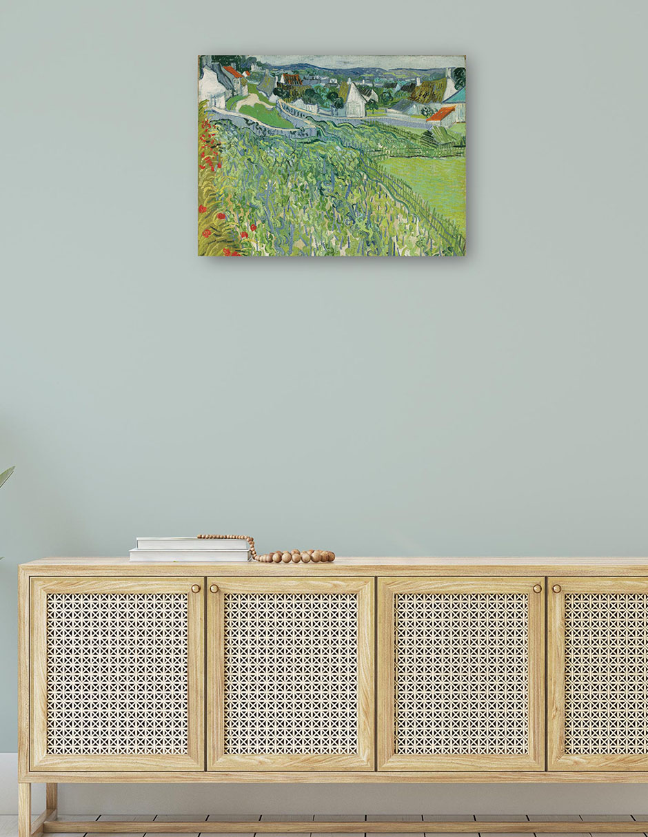 Foto 5 pulgar | Cuadro Decorativo - Viñedos De Auvers (1890)- Vincent Van Gogh - Paisaje - 107x143 - Impresión En Lienzo - Fine Art Tj