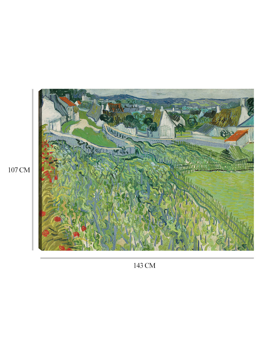 Foto 7 pulgar | Cuadro Decorativo - Viñedos De Auvers (1890)- Vincent Van Gogh - Paisaje - 107x143 - Impresión En Lienzo - Fine Art Tj