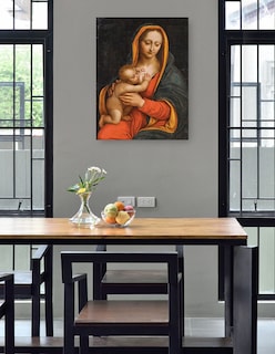 Foto 4 | Cuadro Decorativo - Virgen Y El Niño (siglo Xvi)- School Of Leonardo - Religión - 77x102 - Impresión En Lienzo -