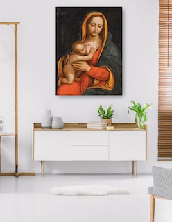 Foto 5 | Cuadro Decorativo - Virgen Y El Niño (siglo Xvi)- School Of Leonardo - Religión - 77x102 - Impresión En Lienzo -