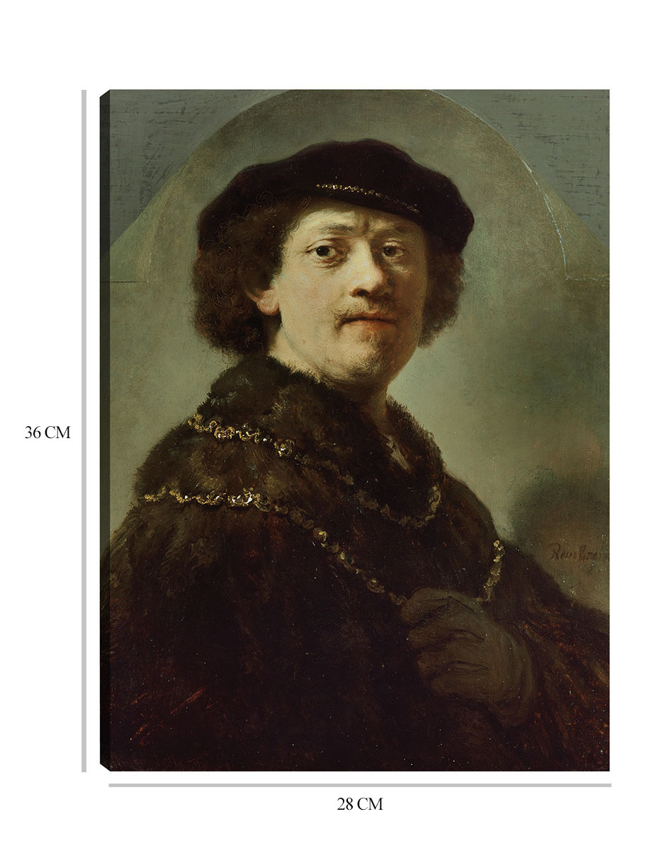 Foto 7 pulgar | Cuadro Decorativo - Autorretrato Con Gorra Negra (1637)- Rembrandt Van Rijn - Fotografía - 28x36-impresión En