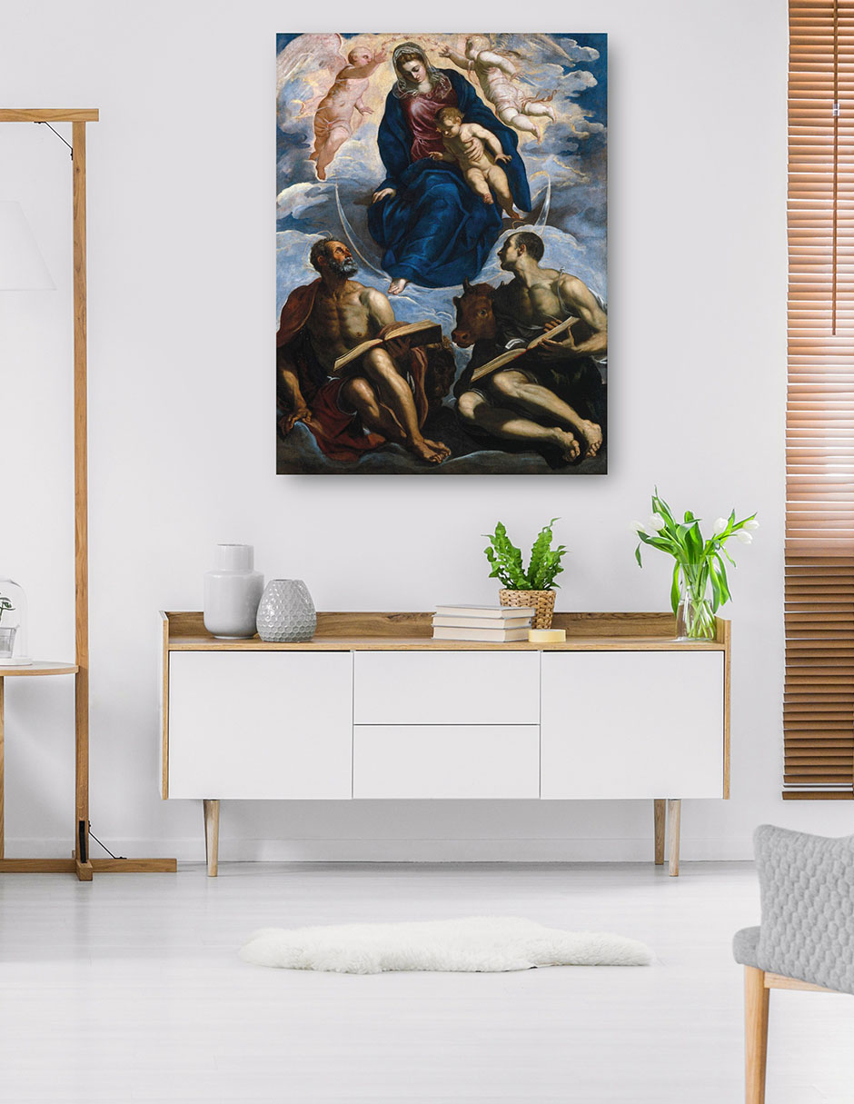 Foto 6 pulgar | Cuadro Decorativo - María Con El Niño, Venerada Por San Marcos Y San Lucas (antes De 1570)- Jacopo Tintoretto